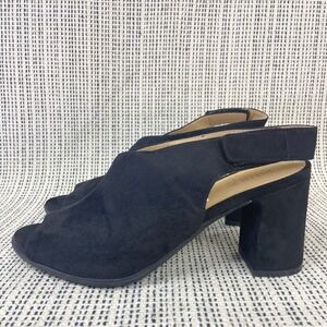 Naturalizer Preston Sandals‎ Sz 8.5M Black Slingback Block Heel Minimalist Glam